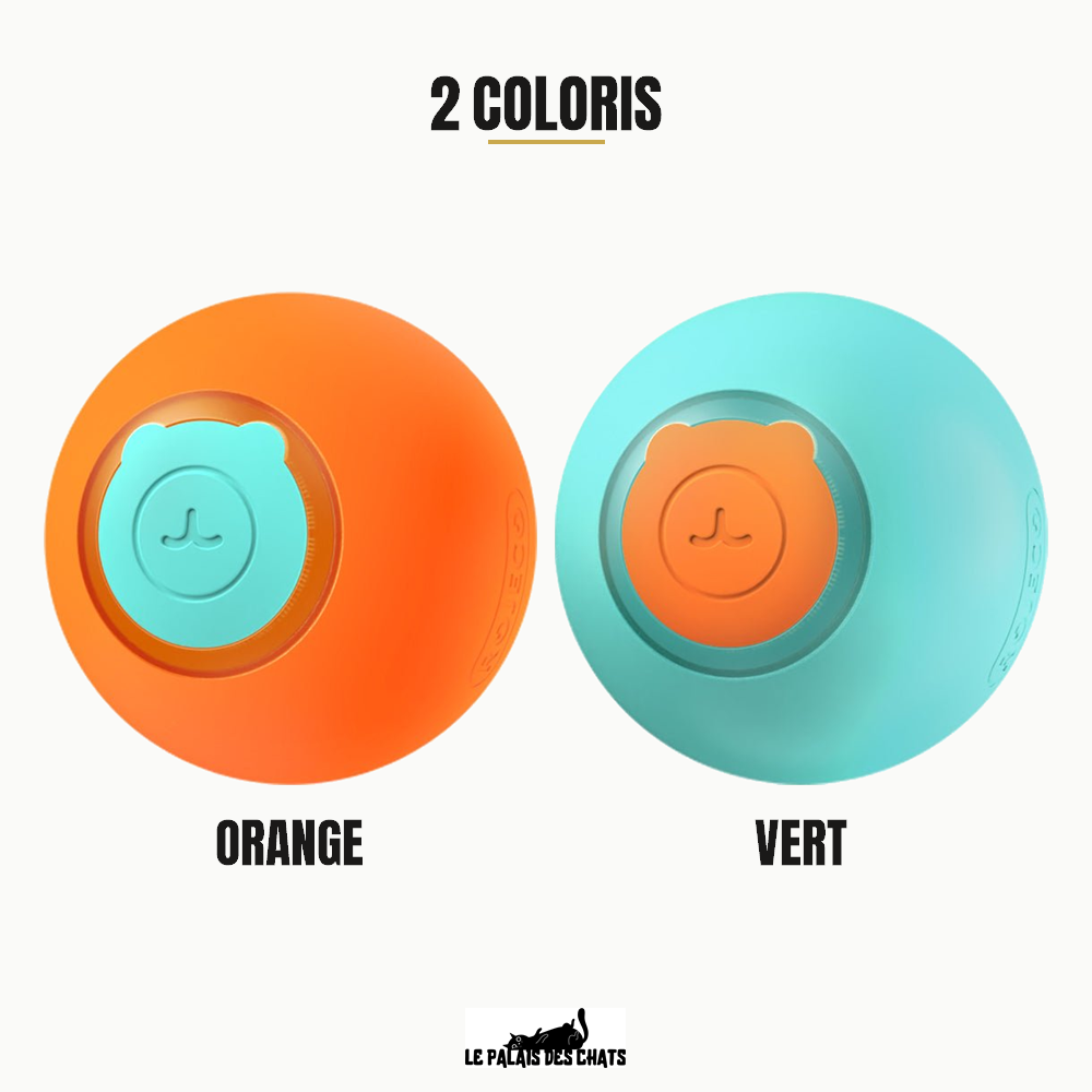 Balle rebondissante automatique pour chat, 3 modes & lumière LED, rechargeable USB Rebond Royal, 2 coloris : orange, vert