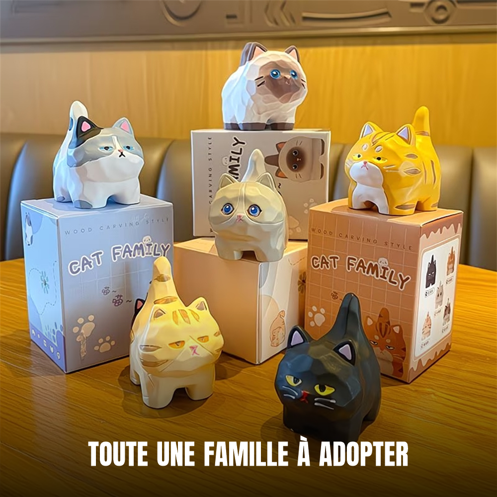 Collection de figurines de chat grognon en résine, coffrets Cat Family