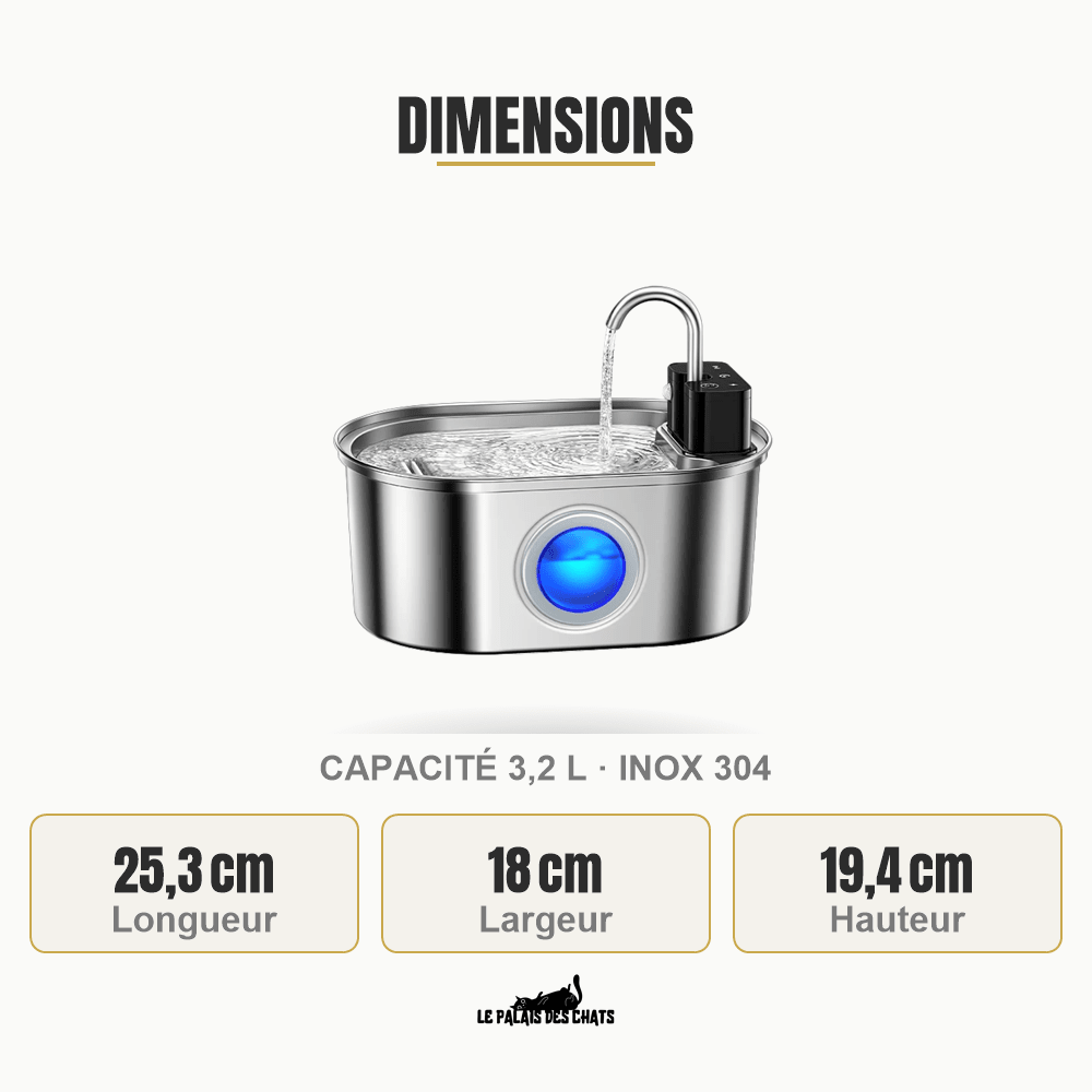Fontaine à eau pour chat sans fil rechargeable, batterie 4000mAh et pompe ultra-silencieuse | La Source Cristalline - Le Palais des Chats