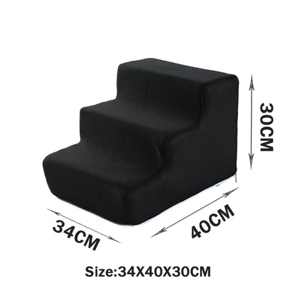 Escalier pour chat en mousse 3 marches, coloris noir, housse en maille