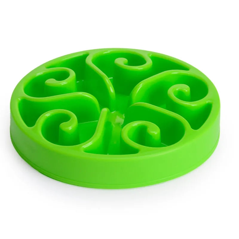 Gamelle anti-glouton pour chat Le Parterre Royal, coloris Vert : labyrinthe fleur à cinq volutes