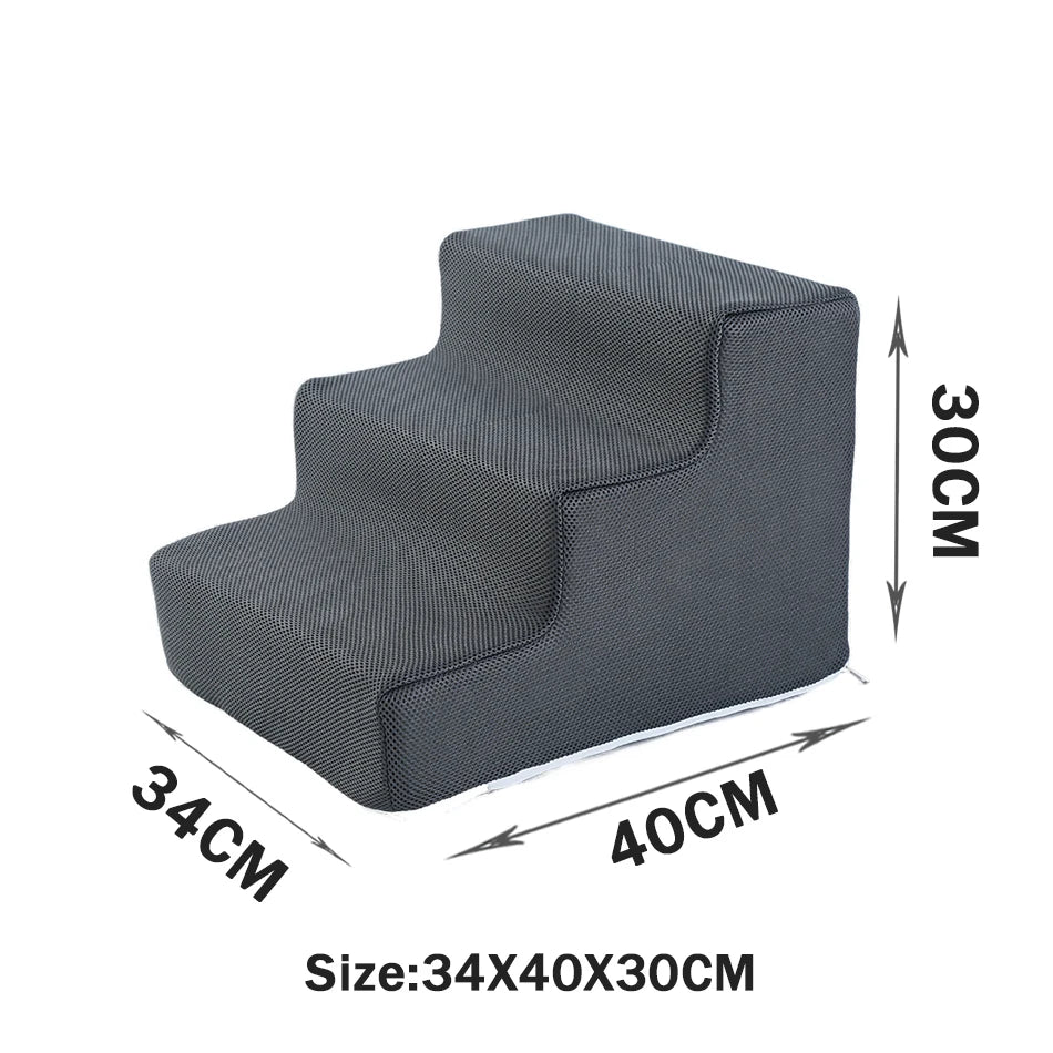Le Grand Degré, escalier pour chat en mousse 3 marches, housse en maille anthracite