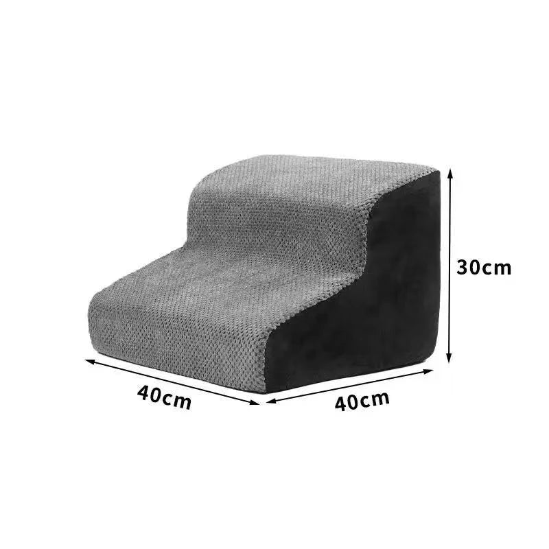 Escalier en mousse pour chat 2 marches, 30 cm de haut, dessus gris et flancs noirs