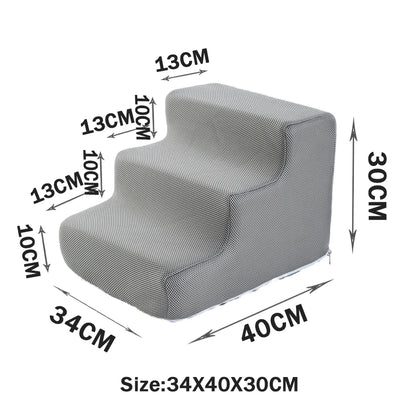 Dimensions de l'escalier pour chat 3 marches : 34 x 40 x 30 cm, marches de 10 cm de haut et 13 cm de profondeur