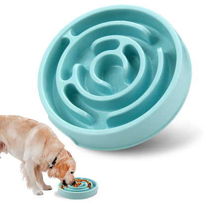 Gamelle anti-glouton pour chat Le Petit Dédale en Bleu, labyrinthe vu de trois quarts