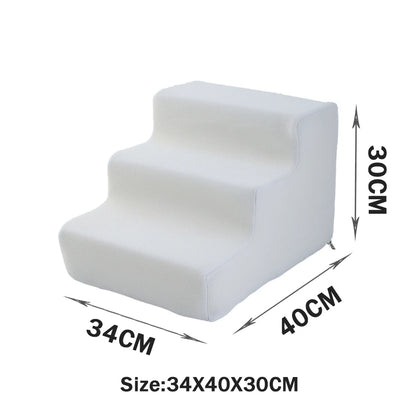 Escalier pour chat en mousse 3 marches, coloris blanc, housse en maille à fermeture éclair