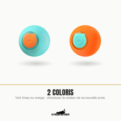 Balle automatique pour chat en 2 coloris, vert d'eau et orange