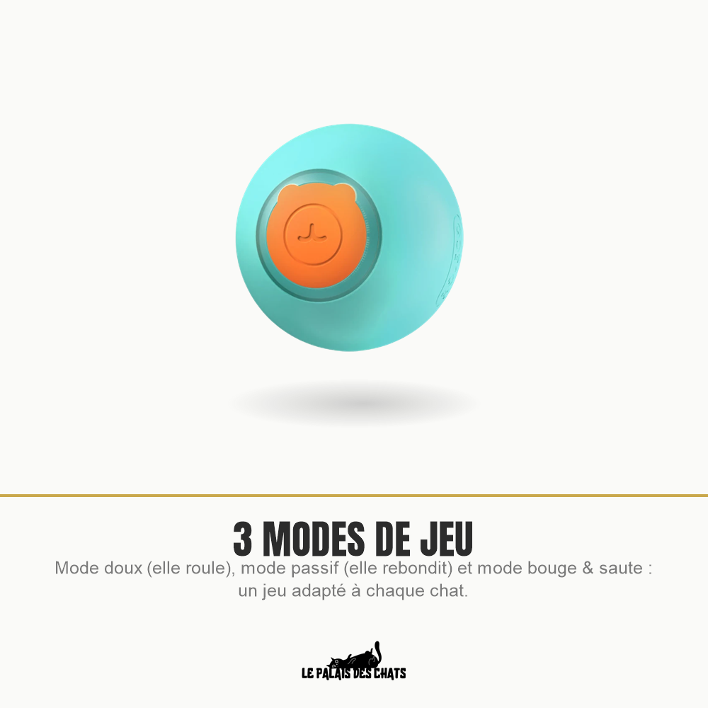 Balle de jeu pour chat à 3 modes : roule, rebondit, bouge et saute