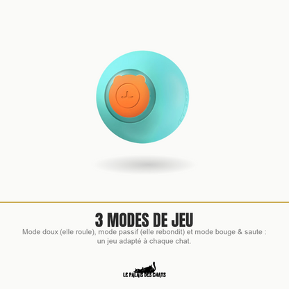 Balle de jeu pour chat à 3 modes : roule, rebondit, bouge et saute