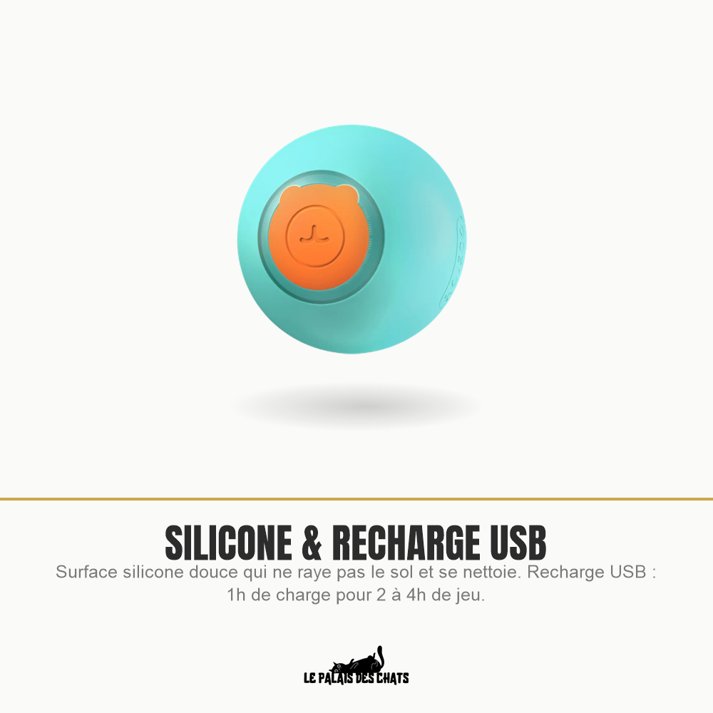 Balle pour chat en silicone souple, rechargeable par USB