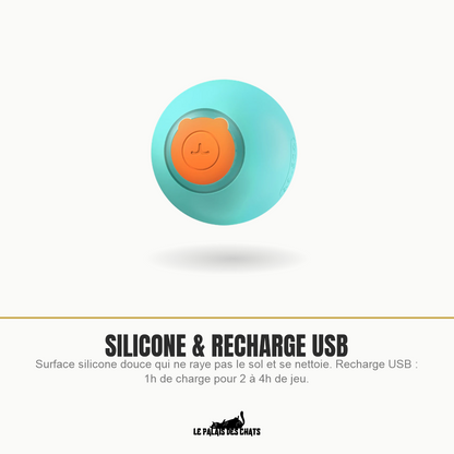 Balle pour chat en silicone souple, rechargeable par USB