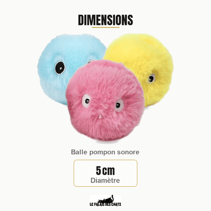 Balle interactive sonore en peluche pour chat | Le Pompon Royal - Le Palais des Chats