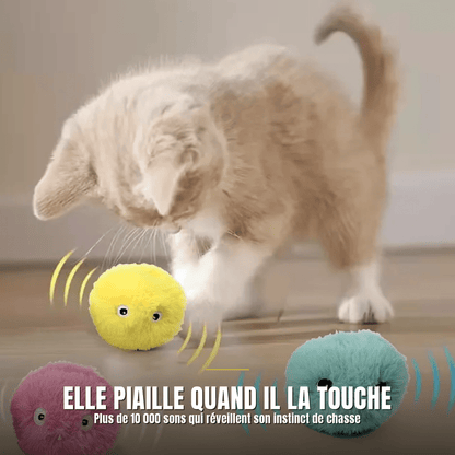 Balle interactive sonore en peluche pour chat | Le Pompon Royal - Le Palais des Chats