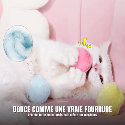 Balle interactive sonore en peluche pour chat | Le Pompon Royal - Le Palais des Chats