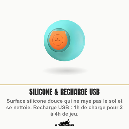 Balle rebondissante automatique pour chat, 3 modes & lumière LED, rechargeable USB | Rebond Royal - Le Palais des Chats