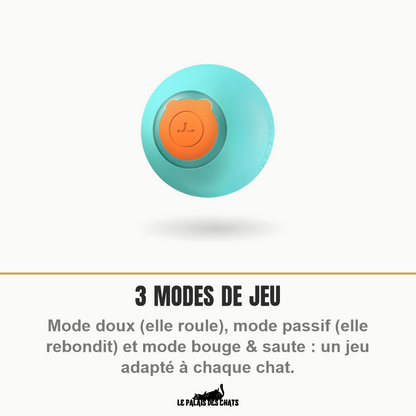 Balle rebondissante automatique pour chat, 3 modes & lumière LED, rechargeable USB | Rebond Royal - Le Palais des Chats