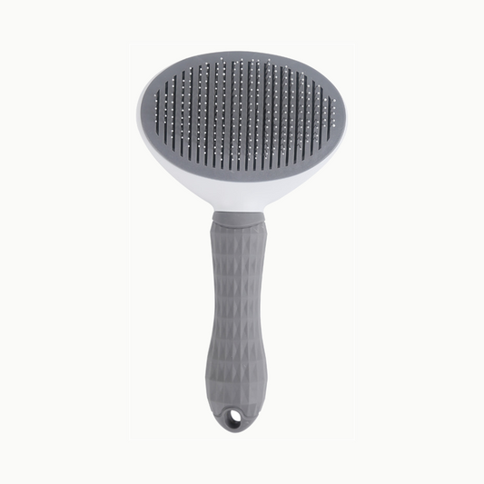 Brosse autonettoyante pour chat grise à picots rétractables en acier | Nettoyage Royale