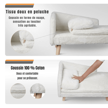 Canapé pour chat Cat Deluxe en tissu doux en peluche, avec coussin en forme de nuage et coussin 100 % coton