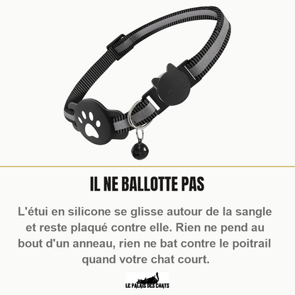 Étui en silicone en forme de patte traversé par la sangle du collier, il reste plaqué et ne ballotte pas