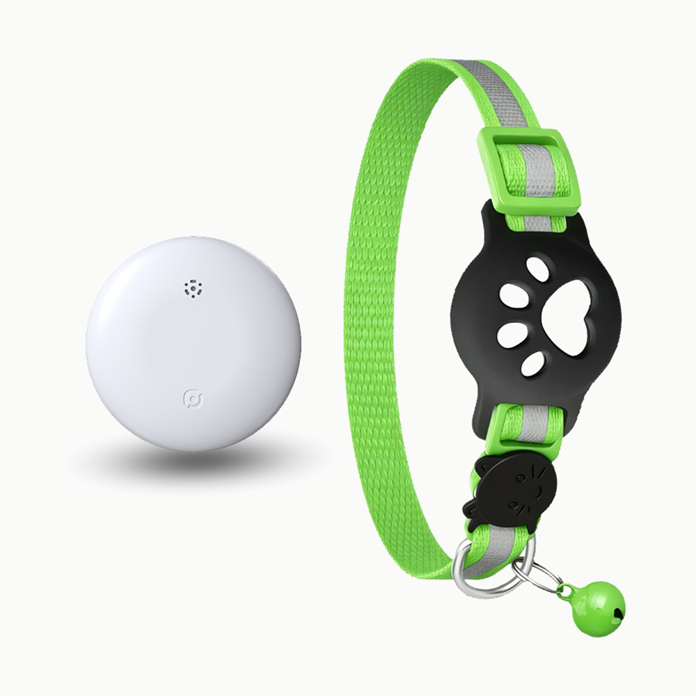 Collier connecté pour chat vert avec traceur blanc