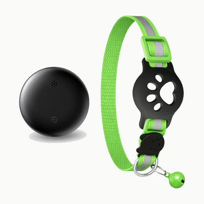 Collier connecté pour chat vert avec traceur noir