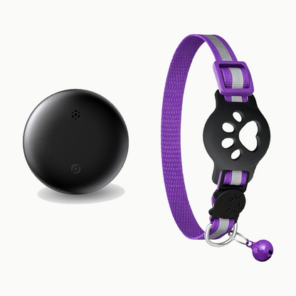 Collier connecté pour chat violet avec traceur noir