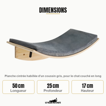 Dimensions du couchage courbé : 50 cm de long, 25 cm de profondeur, 17 cm de haut