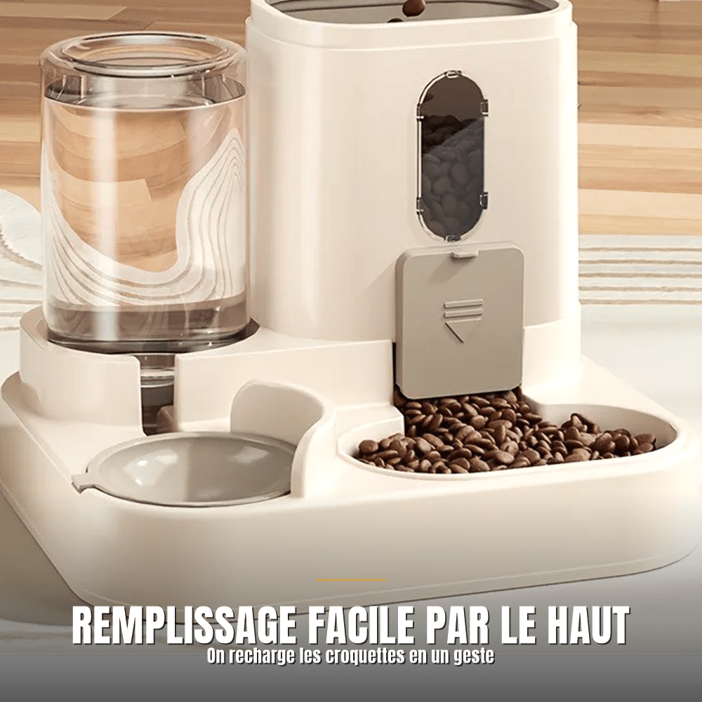 Distributeur automatique 2-en-1 croquettes et eau pour chat | La Station Royale - Le Palais des Chats