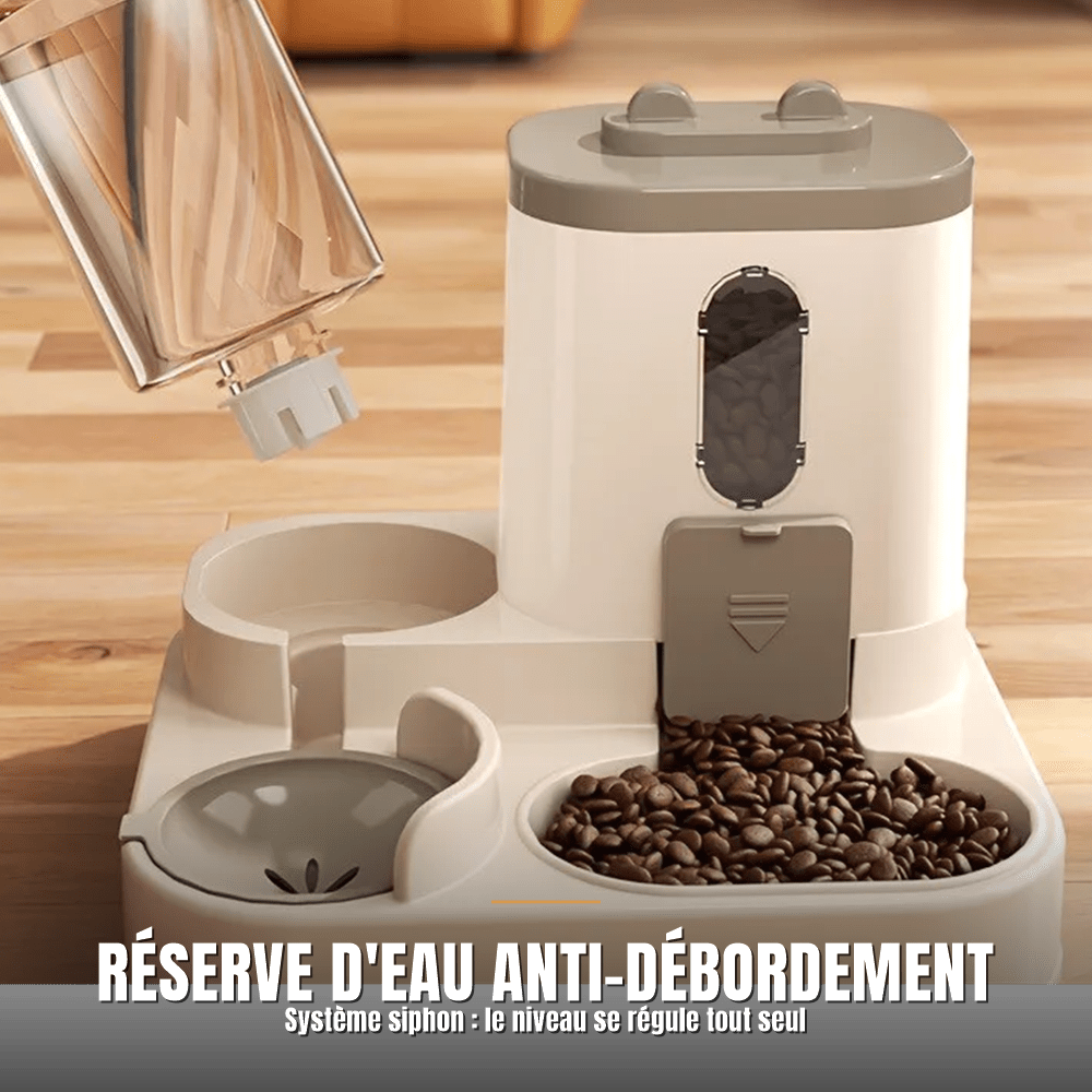 Distributeur automatique 2-en-1 croquettes et eau pour chat | La Station Royale - Le Palais des Chats
