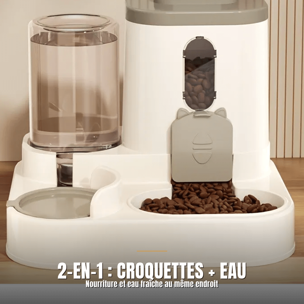 Distributeur automatique 2-en-1 croquettes et eau pour chat | La Station Royale - Le Palais des Chats