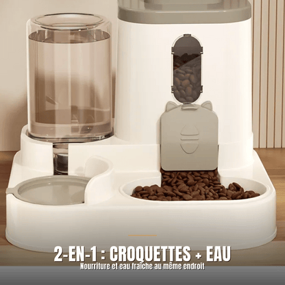 Distributeur automatique 2-en-1 croquettes et eau pour chat | La Station Royale - Le Palais des Chats