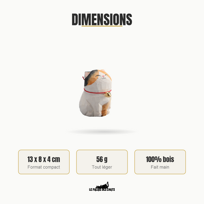Dimensions de la figurine de chat en bois