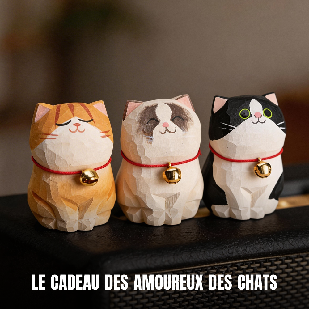 Figurines de chat en bois, cadeau pour amoureux des chats