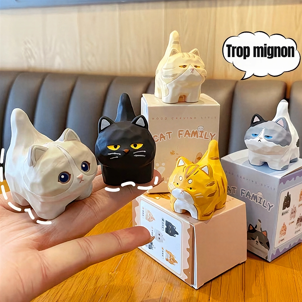 Figurine de chat grognon en résine, déco kawaii | Le Petit Ronchon
