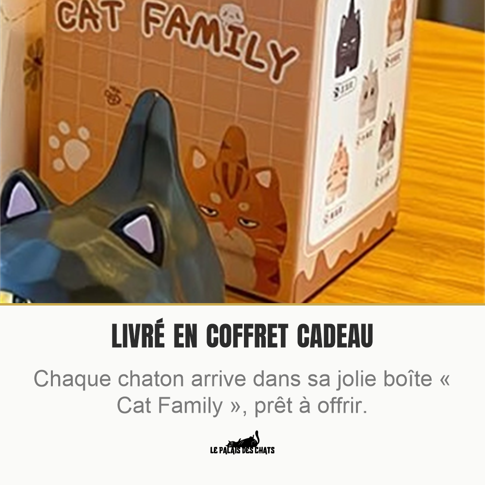 Figurine chat grognon livrée en coffret cadeau Cat Family | Le Petit Ronchon