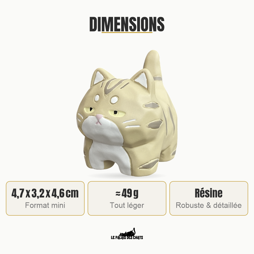 Dimensions de la figurine chat grognon en résine | Le Petit Ronchon