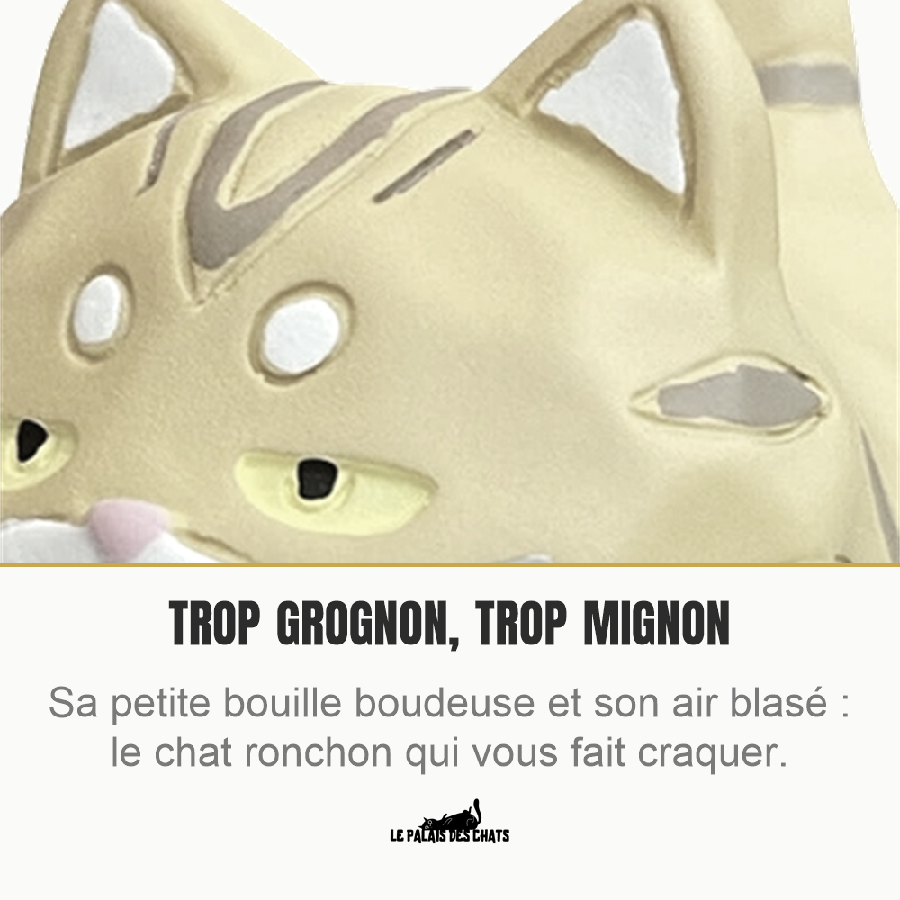 Figurine chat grognon en résine, sa bouille boudeuse | Le Petit Ronchon