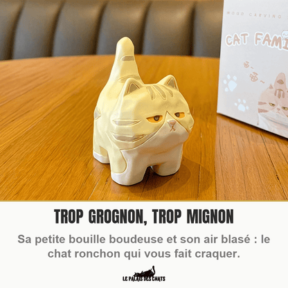 Figurine de chat grognon en résine, déco kawaii | Le Petit Ronchon - Le Palais des Chats