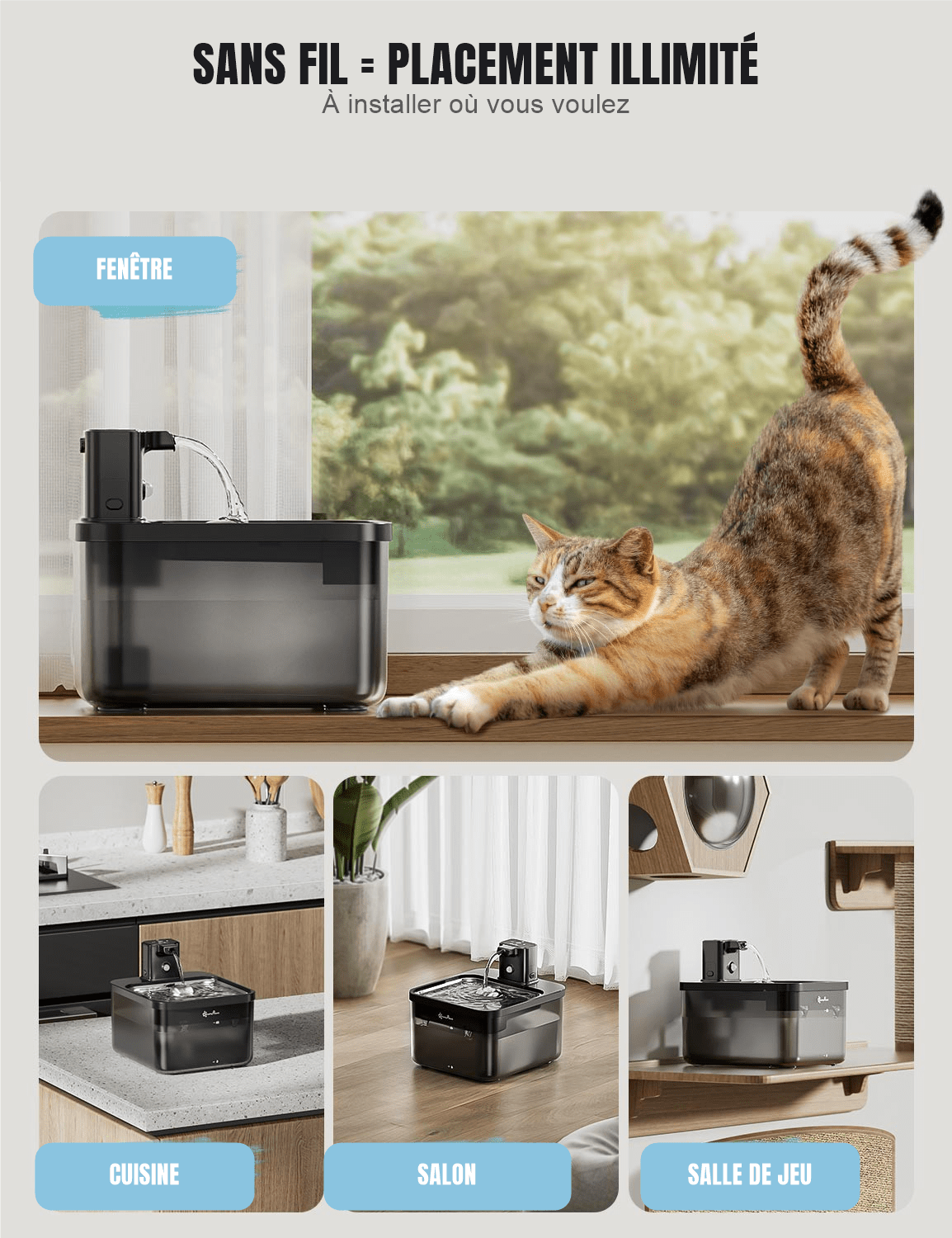 Fontaine à eau pour chat en inox | La Source Royale - Le Palais des Chats