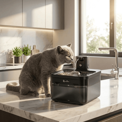 Fontaine à eau pour chat en inox | La Source Royale - Le Palais des Chats