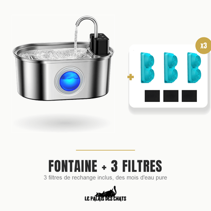 Fontaine à eau pour chat sans fil rechargeable, batterie 4000mAh et pompe ultra-silencieuse | La Source Cristalline - Le Palais des Chats