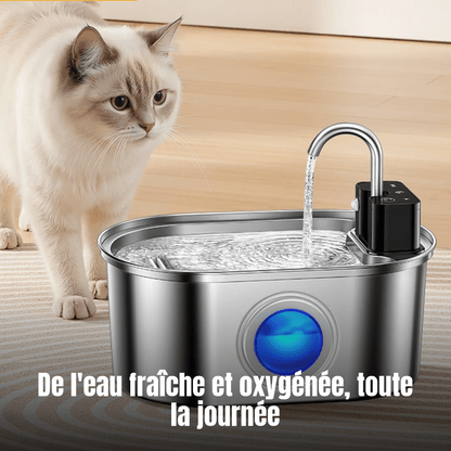 Fontaine à eau pour chat sans fil rechargeable, batterie 4000mAh et pompe ultra-silencieuse | La Source Cristalline - Le Palais des Chats