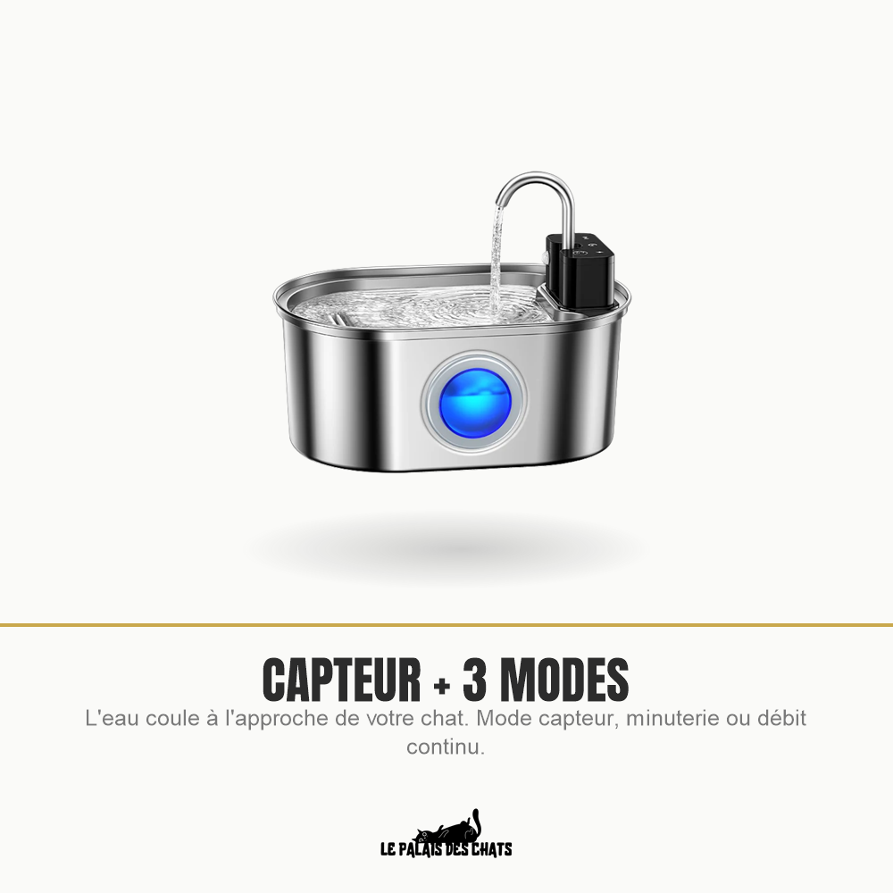 Fontaine à eau pour chat avec capteur de mouvement et 3 modes
