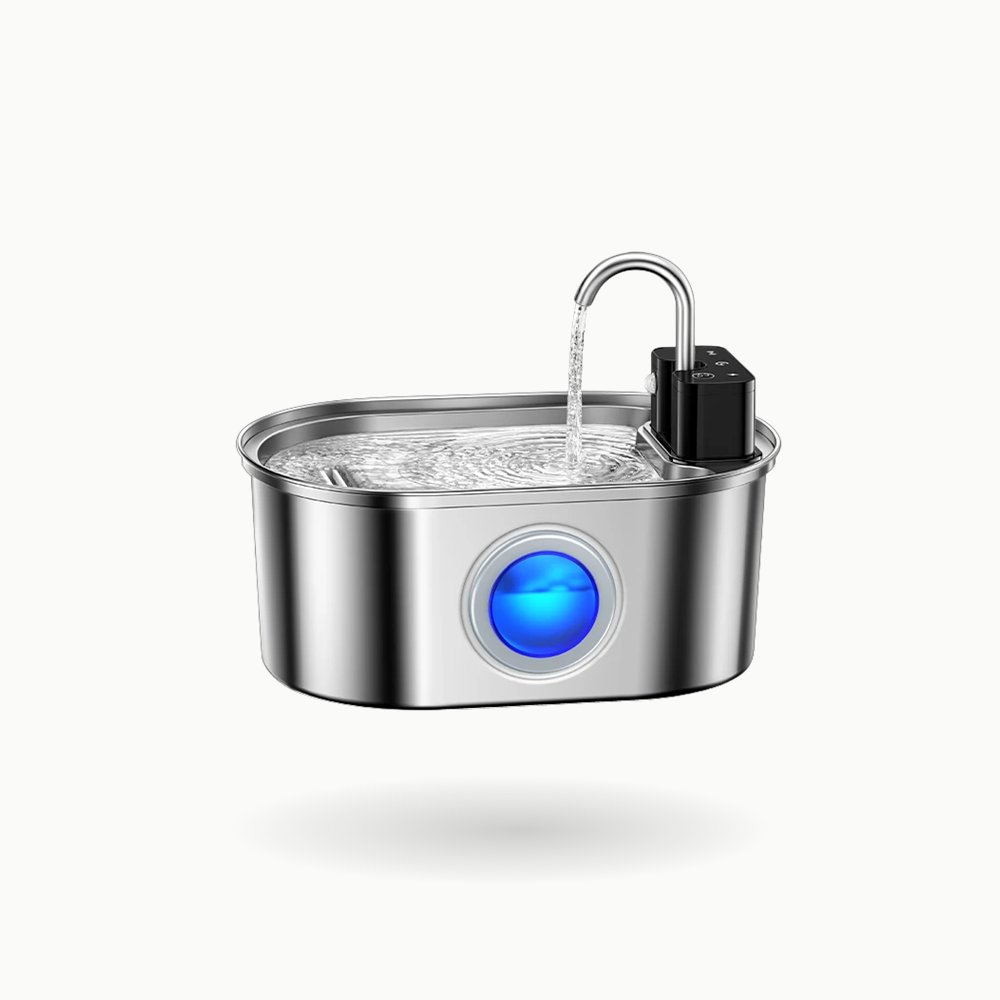Fontaine à eau pour chat en inox sans fil 3,2 L La Source Cristalline