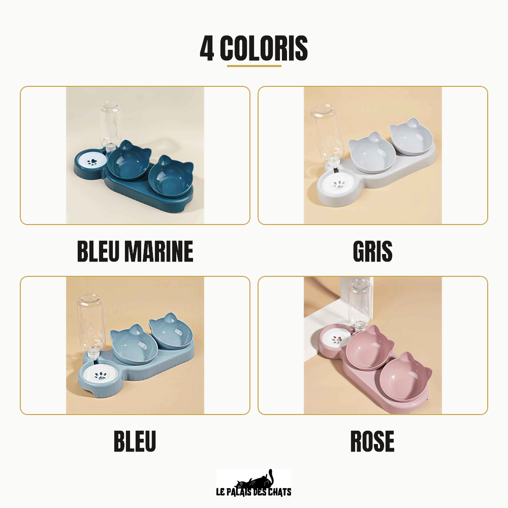 Le Trio Royal Félin, 4 coloris : Bleu marine, Gris, Bleu, Rose