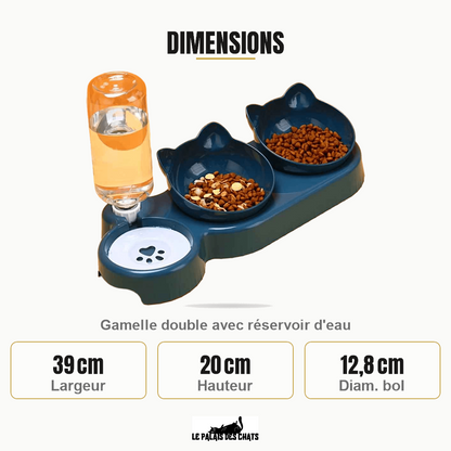 Dimensions de Le Trio Royal Félin : 39 cm Largeur, 20 cm Hauteur, 12,8 cm Diam. bol