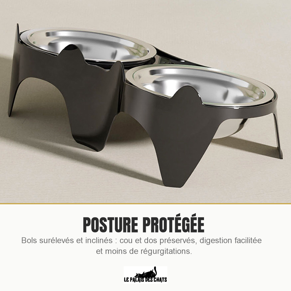 Gamelle chat surélevée et inclinée pour une bonne posture