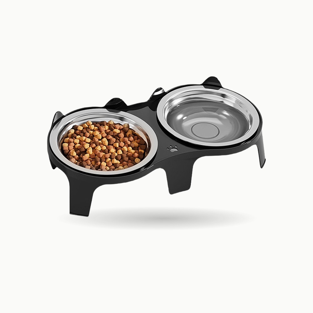 Gamelle double surélevée pour chat en inox Le Duo Royal Félin