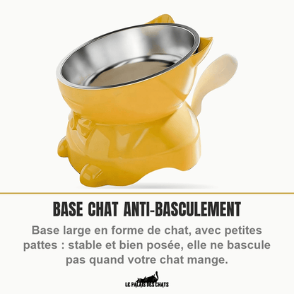 Gamelle surélevée et inclinée pour chat en inox, design chat | La Gamelle Perchée - Le Palais des Chats