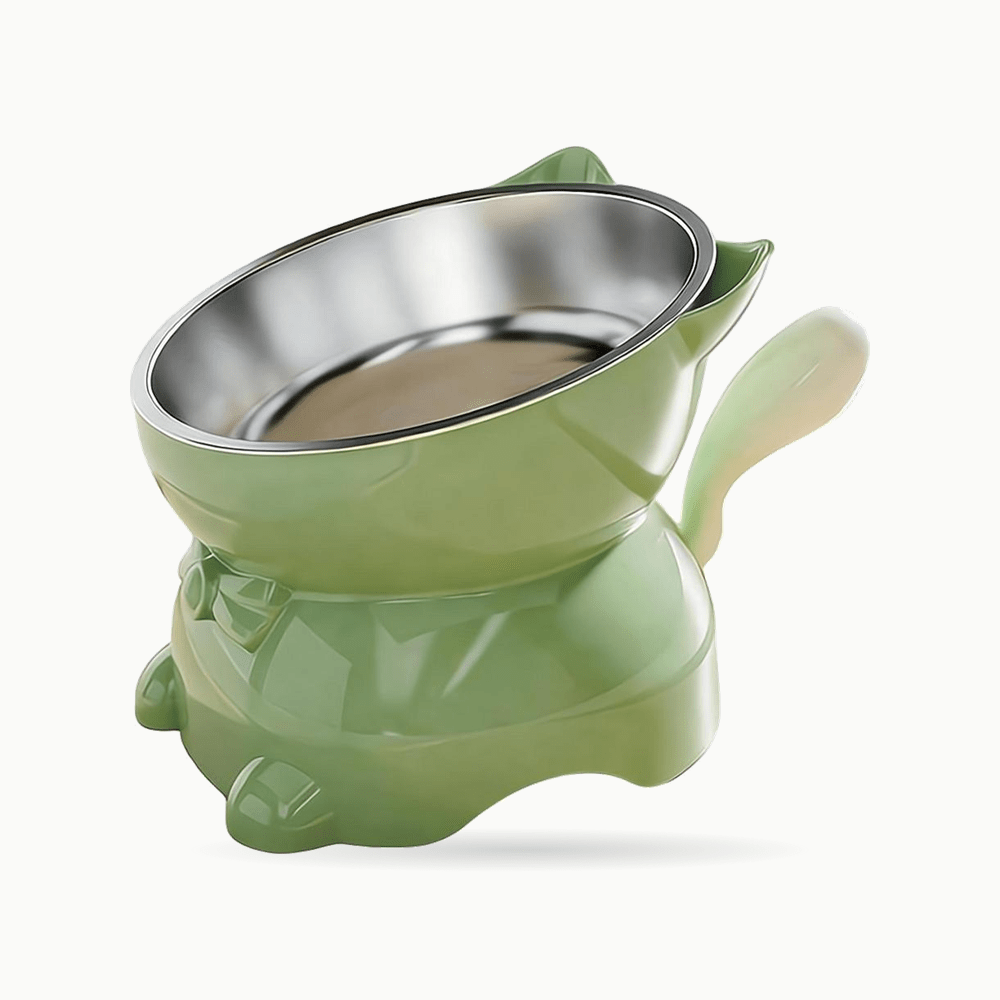 Gamelle surélevée et inclinée pour chat en inox, design chat | La Gamelle Perchée - Le Palais des Chats